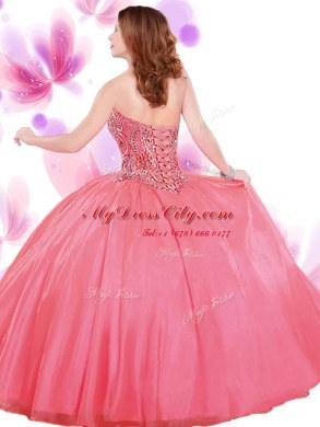 Noble Turquoise Organza Lace Up Sweetheart Sleeveless Floor Length Quince Ball Gowns Beading and Ruffles and Pick Ups
