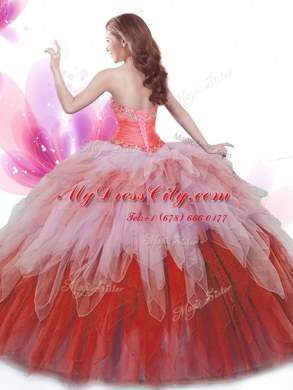 Beauteous Floor Length Multi-color Sweet 16 Quinceanera Dress Tulle Sleeveless Beading and Ruffles