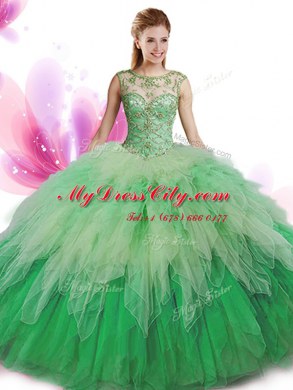New Arrival Scoop Multi-color Sleeveless Tulle Zipper 15th Birthday Dress for Military Ball and Sweet 16 and Quinceanera