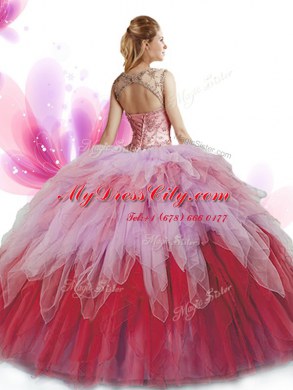 New Arrival Scoop Multi-color Sleeveless Tulle Zipper 15th Birthday Dress for Military Ball and Sweet 16 and Quinceanera