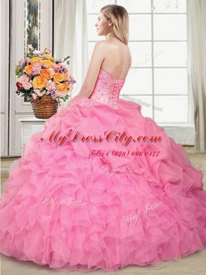 Pick Ups Ball Gowns Ball Gown Prom Dress Aqua Blue Sweetheart Organza Sleeveless Floor Length Lace Up