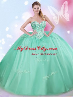 Floor Length Ball Gowns Sleeveless Apple Green Vestidos de Quinceanera Lace Up
