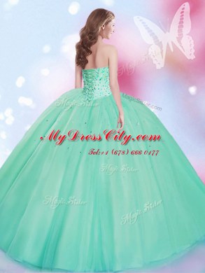 Floor Length Ball Gowns Sleeveless Apple Green Vestidos de Quinceanera Lace Up