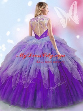 Sleeveless Beading and Ruffles Zipper Quinceanera Gown