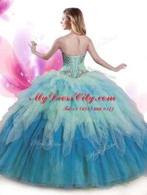 Excellent Floor Length Ball Gowns Sleeveless Multi-color Quinceanera Dresses Lace Up
