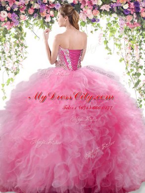 Sweetheart Sleeveless Lace Up Vestidos de Quinceanera Lilac Tulle