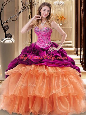 Floor Length Ball Gowns Sleeveless Multi-color 15 Quinceanera Dress Lace Up