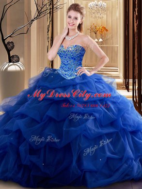 Tulle Sleeveless Floor Length Vestidos de Quinceanera and Beading
