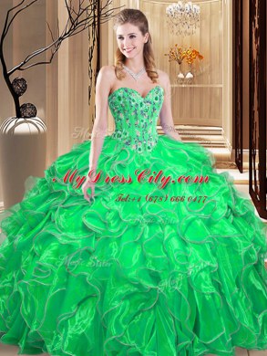 Wonderful Floor Length Ball Gowns Sleeveless Green Ball Gown Prom Dress Lace Up