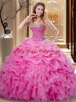 Delicate Organza Sleeveless Floor Length 15 Quinceanera Dress and Beading and Ruffles and Pick Ups