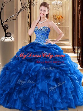 Stunning Sleeveless Lace Up Floor Length Beading and Pick Ups Quinceanera Dress