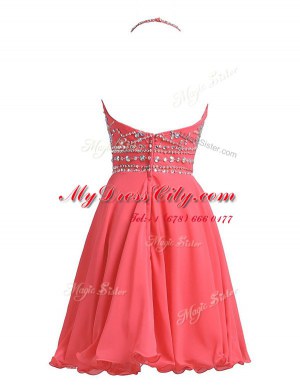 Flirting Halter Top Beading Homecoming Dress Royal Blue Zipper Sleeveless Knee Length