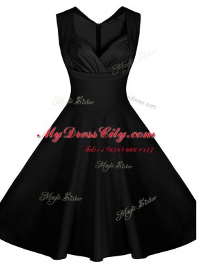 Fashion Satin Sleeveless Knee Length Prom Gown and Ruching