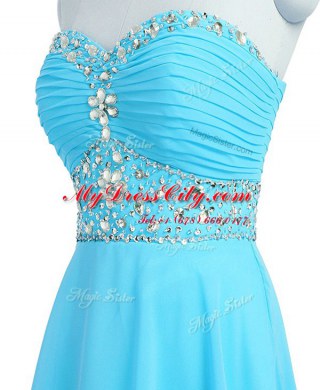 Sleeveless Beading and Belt Lace Up Prom Party Dress