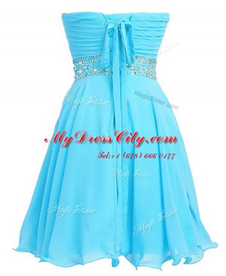 Sleeveless Beading and Belt Lace Up Prom Party Dress