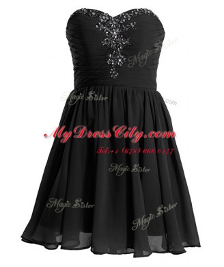 Mini Length Black Homecoming Dress Sweetheart Sleeveless Lace Up