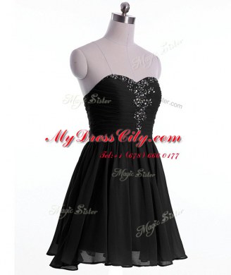 Mini Length Black Homecoming Dress Sweetheart Sleeveless Lace Up