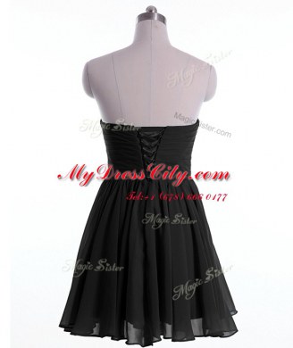 Mini Length Black Homecoming Dress Sweetheart Sleeveless Lace Up