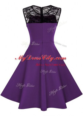 Scoop Sleeveless Zipper Knee Length Lace