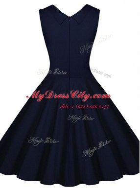 Knee Length Navy Blue Prom Dresses Sweetheart Sleeveless Zipper