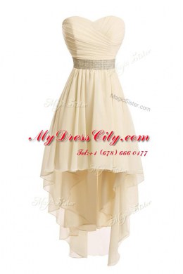 Champagne Sleeveless High Low Belt Lace Up Pageant Dress Toddler