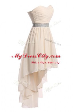 Champagne Sleeveless High Low Belt Lace Up Pageant Dress Toddler
