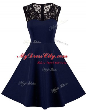 Scoop Sleeveless Zipper Knee Length Lace Prom Dresses