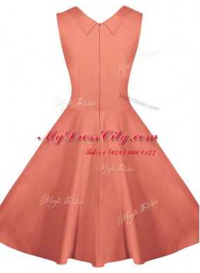 Pretty Knee Length Zipper Prom Dress Peach for Prom and Party with Ruching