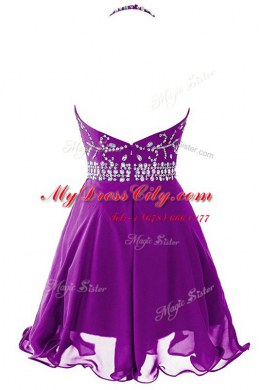 Halter Top Sleeveless Organza Party Dress for Girls Beading Zipper