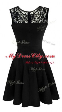 Glittering Scoop Lace Dress for Prom Royal Blue Zipper Sleeveless Tea Length