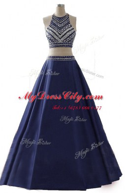 Clearance Floor Length Navy Blue Homecoming Dress Scoop Sleeveless Zipper