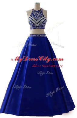 Ideal Scoop Royal Blue Sleeveless Chiffon Zipper Prom Party Dress for Prom and Party