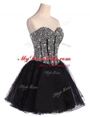 Sweetheart Sleeveless Organza Beading Lace Up