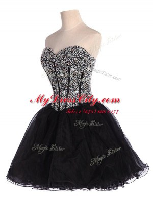 Sweetheart Sleeveless Organza Beading Lace Up