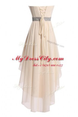 Organza Sweetheart Sleeveless Lace Up Belt Prom Party Dress in Black