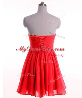 Sweetheart Sleeveless Chiffon Dress for Prom Beading Lace Up
