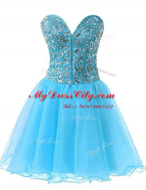 Simple Chiffon Sleeveless Knee Length Prom Dresses and Beading