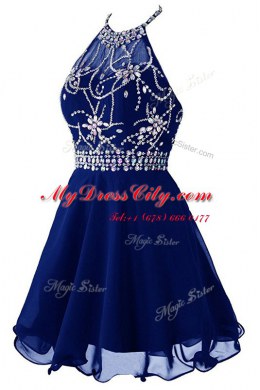 Fantastic Halter Top Sleeveless Organza Prom Dress Beading Zipper