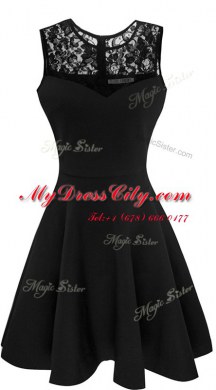 Custom Made Scoop Sleeveless Zipper Tea Length Lace Evening Dress