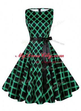 Scoop Green Sleeveless Chiffon Zipper for Prom and Party