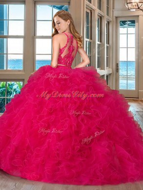 Blue Scoop Neckline Beading and Ruffles Quinceanera Dresses Sleeveless Zipper