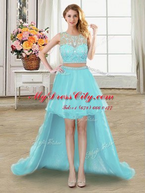 Four Piece Scoop Sleeveless Tulle 15 Quinceanera Dress Beading and Appliques Zipper