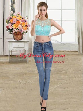 Four Piece Scoop Sleeveless Tulle 15 Quinceanera Dress Beading and Appliques Zipper