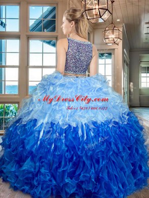 Best Sleeveless Side Zipper Floor Length Beading and Ruffles Quinceanera Gowns