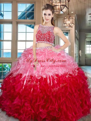 Best Sleeveless Side Zipper Floor Length Beading and Ruffles Quinceanera Gowns
