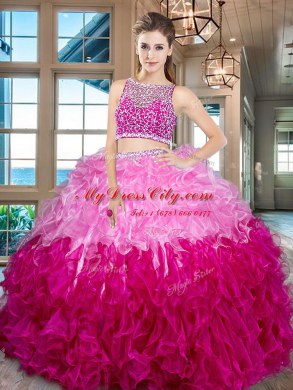 Best Sleeveless Side Zipper Floor Length Beading and Ruffles Quinceanera Gowns