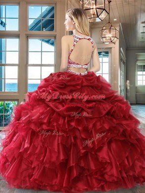 Most Popular Pick Ups Floor Length Fuchsia Sweet 16 Dress Scoop Sleeveless Backless