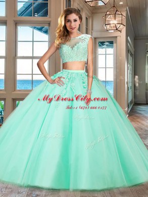 Exceptional Bateau Cap Sleeves Tulle 15th Birthday Dress Appliques Zipper
