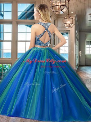 New Arrival Fuchsia Scoop Neckline Beading 15th Birthday Dress Sleeveless Criss Cross