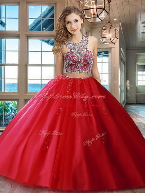 Fancy Scoop Criss Cross Tulle Sleeveless With Train Vestidos de Quinceanera Brush Train and Beading and Appliques